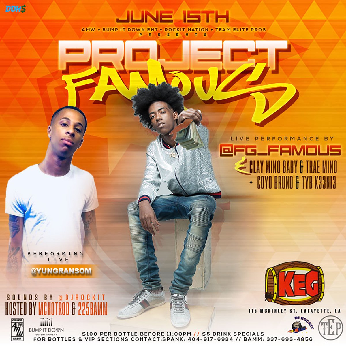 TeamEliteProz's tweet photo. June 15th #ProjectFamous at The Keg on Lafayette,La! Early Arrival Strongly Suggested!!! Doors open at 9:30 https://t.co/LRbEiXbFa8
