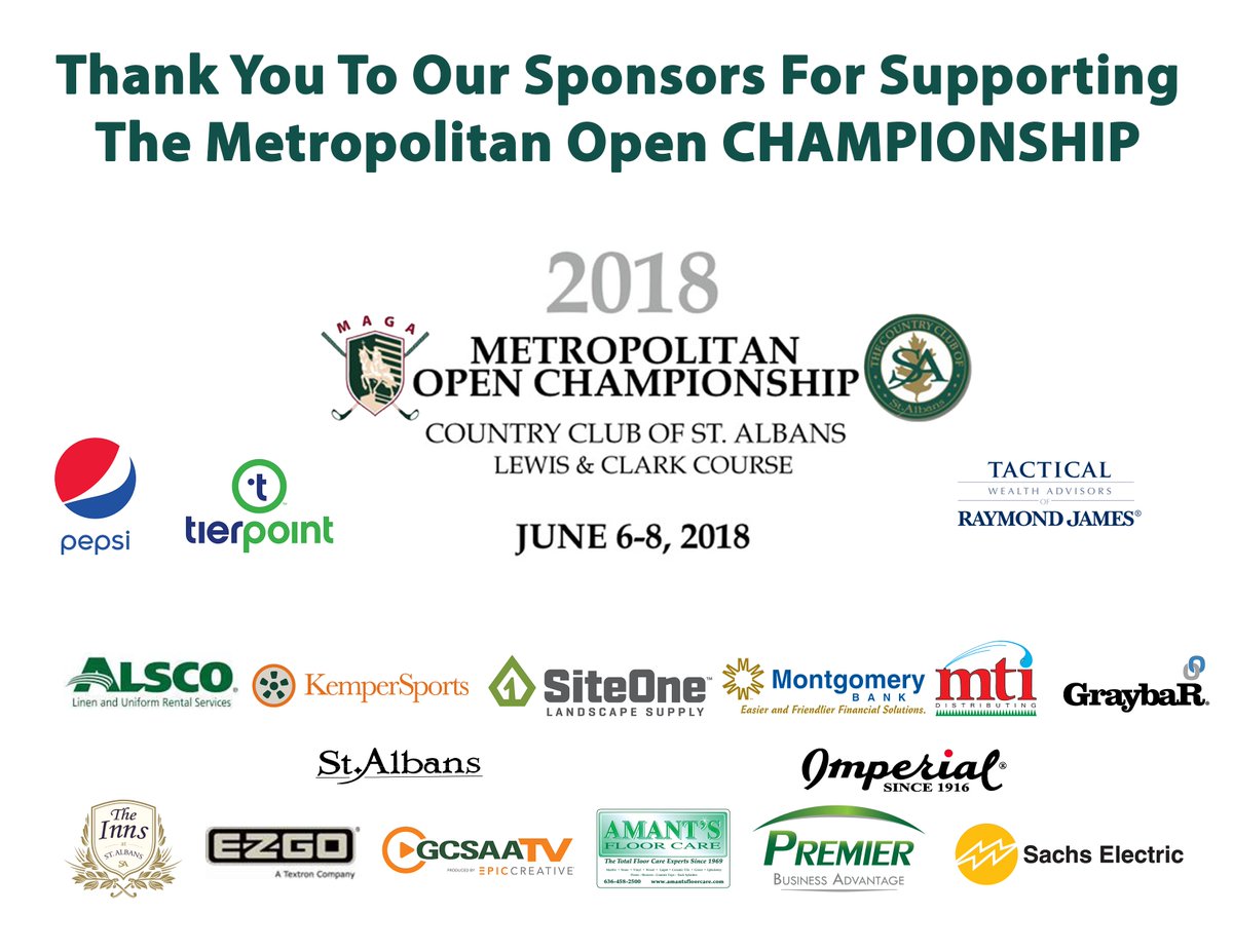 metroopen's tweet image. We'd like to take the time to say thank you to our incredible sponsors for supporting the Metropolitan Open Championship! This tournament would not be possible without you.