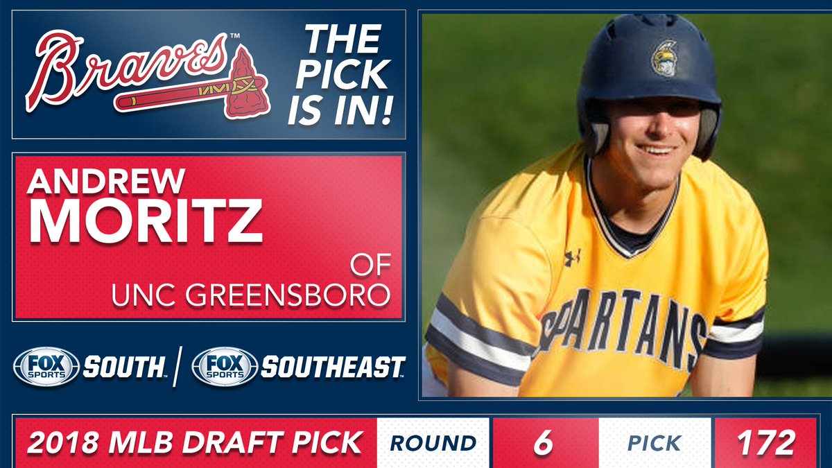 FanDuelSNBraves's tweet photo. The @Braves land their second outfielder in the first six rounds with @UNCGBaseball standout Andrew Moritz.

#Braves | #ChopOn https://t.co/XzCBZwRMU6