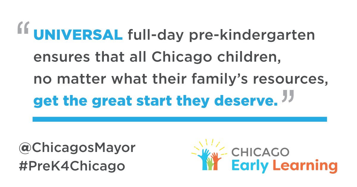 uiccfl's tweet image. •#PreK4Chicago is here! By 2021, full-day pre-kindergarten will be universal for all 4-year-olds in Chicago. Find out more about @ChicagosMayor’s plan. bit.ly/PreK4Chicago #ChicagoEarlyLearning