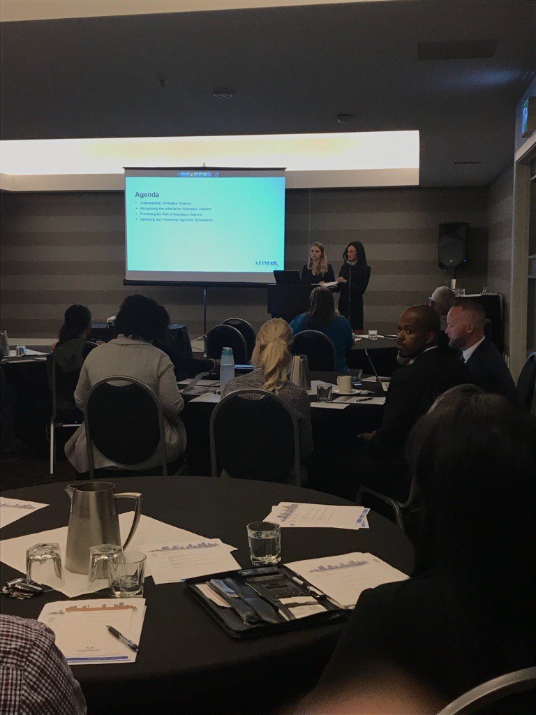 AFIMACGlobal's tweet photo. Shana Wolch & Danielle Douglas from @McCarthy_ca now presenting on #WorkplaceViolence Prevention and #HighRiskTerminations at our Annual #HR and #Security Forum in #Calgary! https://t.co/m9XHESopnj