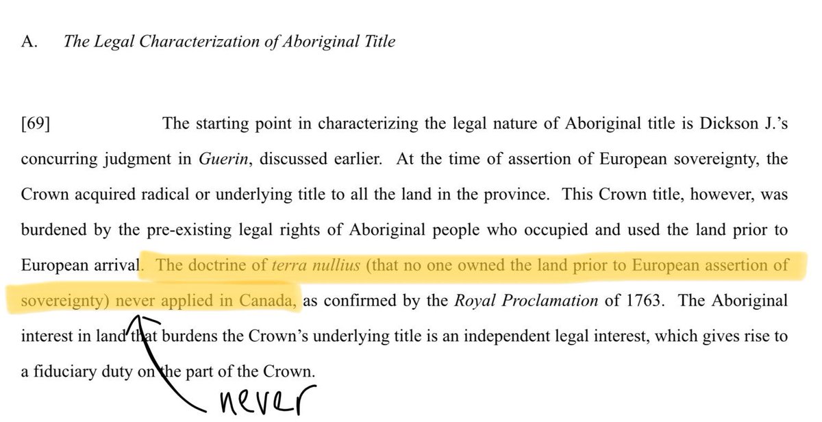 And this isn’t the category of “oh it used to apply in olden times but now we’re smarter/politically correct so we don’t terra nullius anymore”No. It NEVER applied. Not in 1763, not in 1867, and sure af not in 2018. Never. 6/