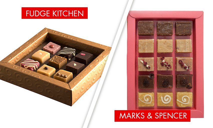 fudgekitchen's tweet image. @AngusThirlwell Spot the difference? Et tu @marksandspencer? Is the independent innovator becoming a testbed for the multiples? #slabgate #fudgegate #ProtectArtisanIP