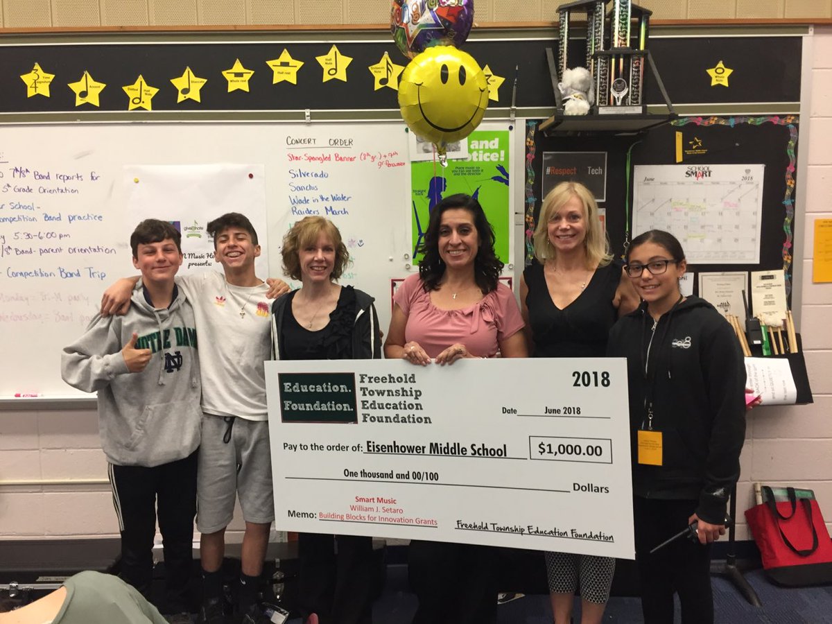 Congratulations Mrs. Feldman! We are happy to fund the "Smart Music" program at the Eisenhower School. Special shout out to Caitlyn Picone, filling in for Dr. Brethauer as Principal for the Day! @DDEBrethauer <a href="/DDESBand/">Christine Feldman</a>