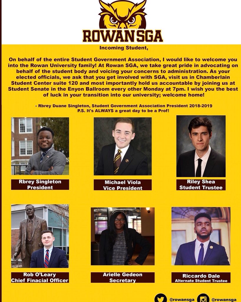 RowanSGA's tweet image. Orientation season is upon us yet again, and the 2018-19’ SGA executive board would like to welcome our new Profs home! 

Be on the lookout for these flyers in your welcome packets! We look forward to serving you next year! @RowanOSLP #RowanPROUD 🦉 #Rowan2022