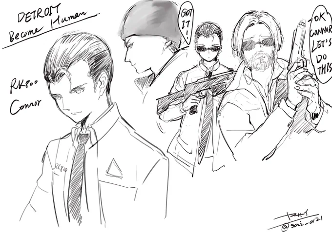 デトロイト落書き
コナーとハンクおじさん本当にいいキャラ 