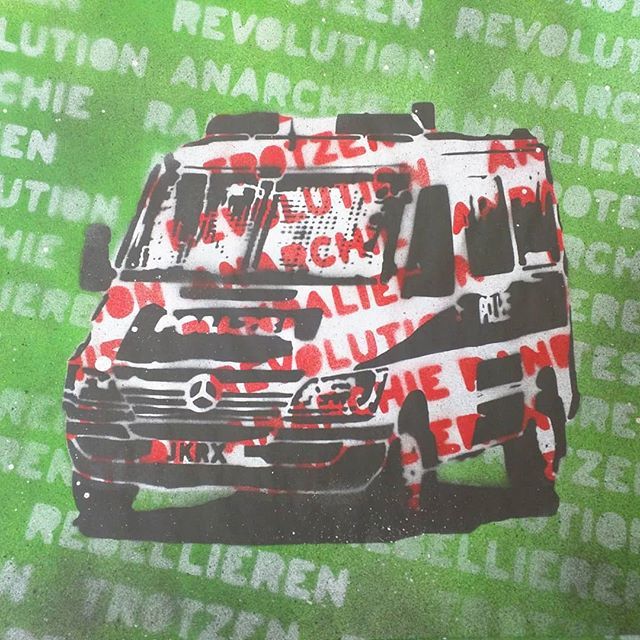jkrxart's tweet photo. German riot pasteup for @jacuzzi_store and @liz_art_berlin #riot #riotvan #vandalism #policevan #randalieren #rebellieren #trotzen #anarchie #stencil #stencilart #stencilism #stencilartist #riot #protest #rebel #defy #revolution #anarchy #resist #pasteup… https://t.co/OLMu57yhbC https://t.co/FDoDO0NO2U