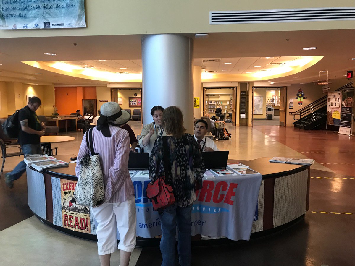 borderplexjobs's tweet photo. Cheers to our Workforce team who proudly participated in the #EDWeek2018! hosted by the City of El Paso during the Economic
Development Week on May 11th. Our team was helping job seekers with WSB services at the Main Library.
#WSBworksforyou https://t.co/qeUYeJTqxz