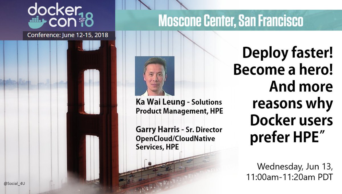 SBUCloud's tweet photo. At #DockerCon SanFrancisco next week: Shorten your #Docker Production Readiness to Days with #HPEPointNext and more…. Register for the #HPE session at https://t.co/ixsjpPQEIO & visit HPE booth S9 #CloudNative #Containers #HPEMTA #CaaS #HPESynergy #HPESimplivity https://t.co/qLqLp8np0C