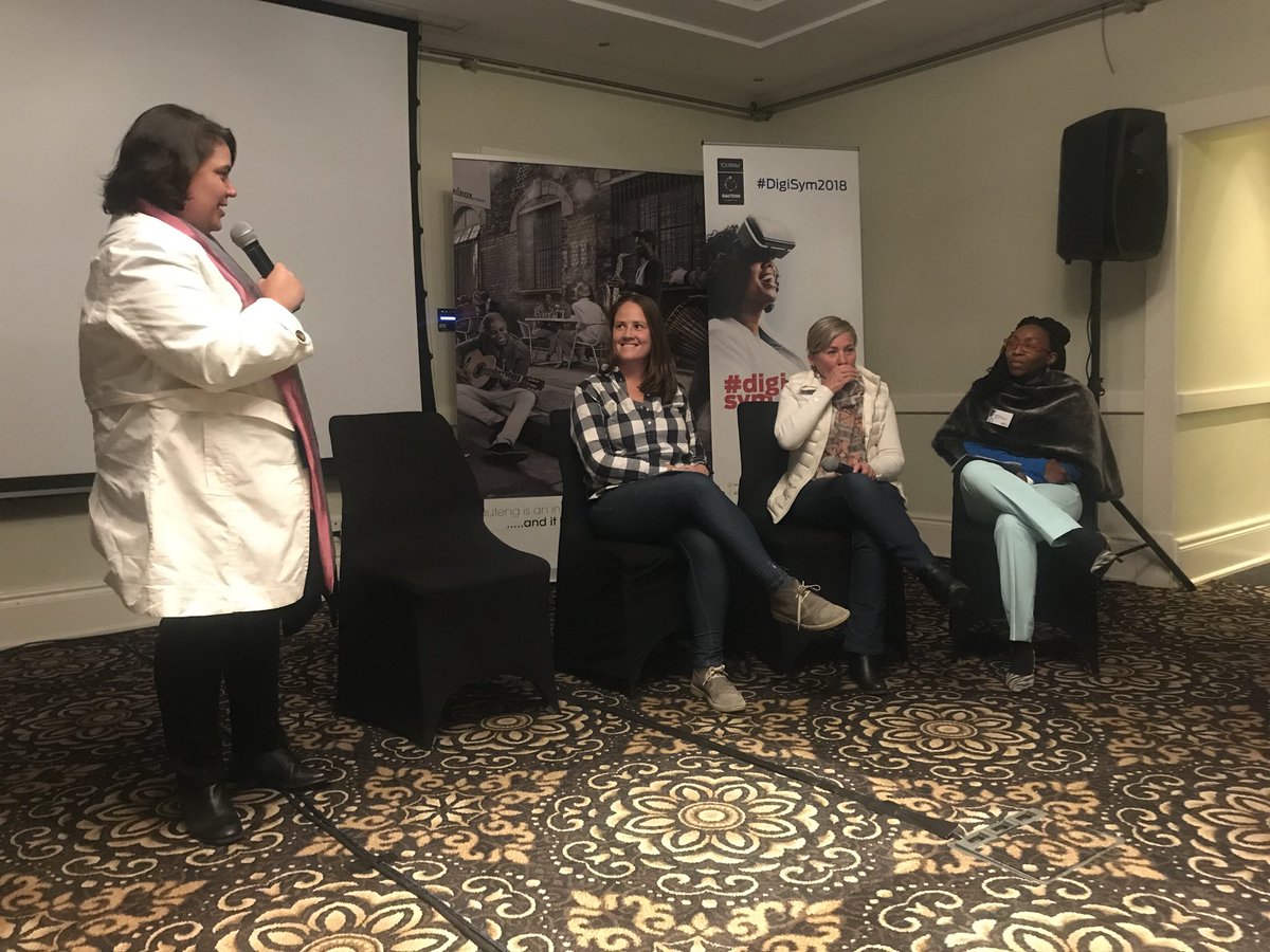 FlyMangoSA's tweet photo. We finish things off with a panel discussion at #DigiSym2018 with @taraturk1 @DiBrown5 and Ingrid Caradoc-Davies from the @2OceansAquarium and Aleta Moloi from @TheGautrain https://t.co/aPHoHZ5gd3