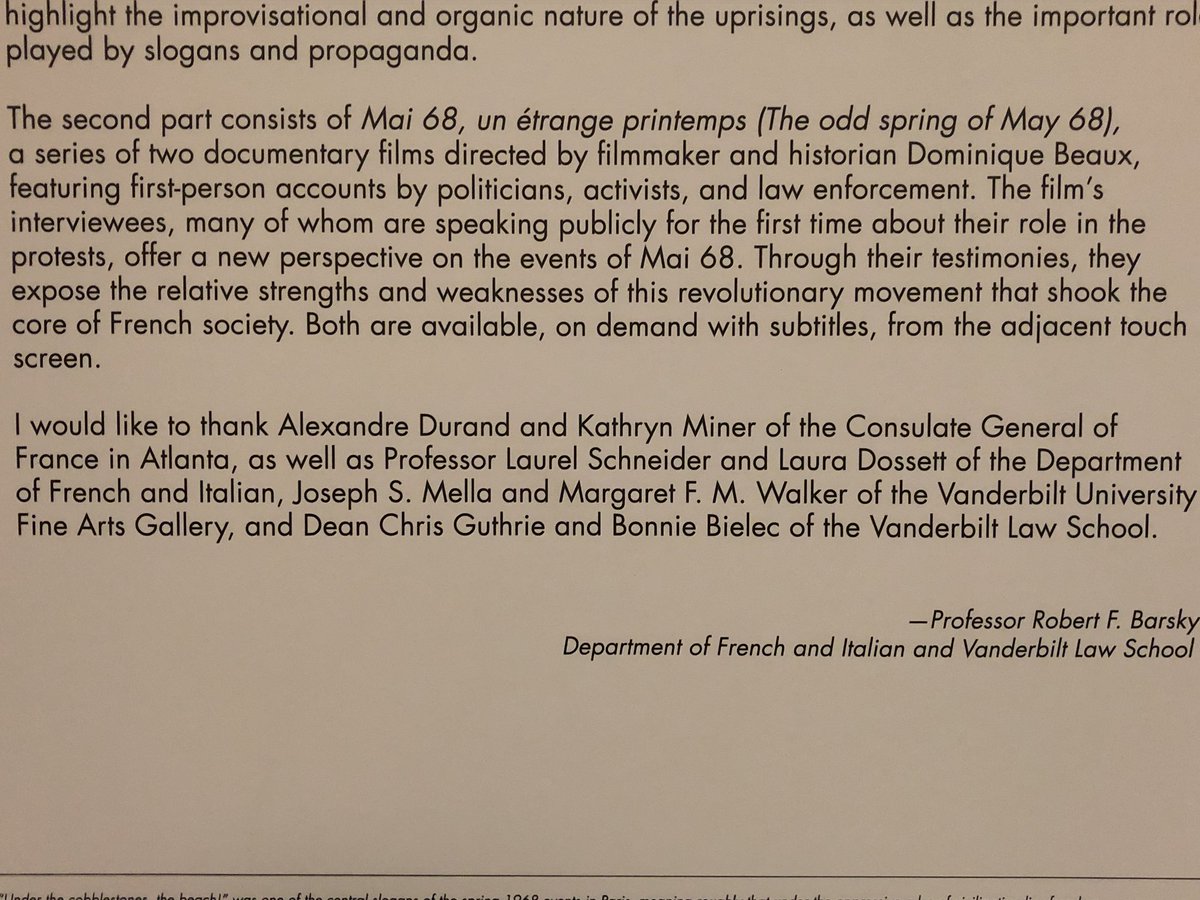 France May 68: Au Coeur de Mai. 40 posters are currently on show @vanderbiltlaw ´s Main hall. Merci à @vandyfinearts #VanderbiltFrenchDep @robertbarsky @VanderbiltU @FranceAtlanta