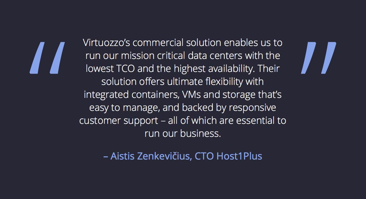 VirtuozzoInc's tweet photo. Learn how our customer #Host1Plus realized increased savings and efficiency by migrating from #OpenVZ to #Virtuozzo --> https://t.co/hOvXLgPkqJ https://t.co/dF1P1UafGx