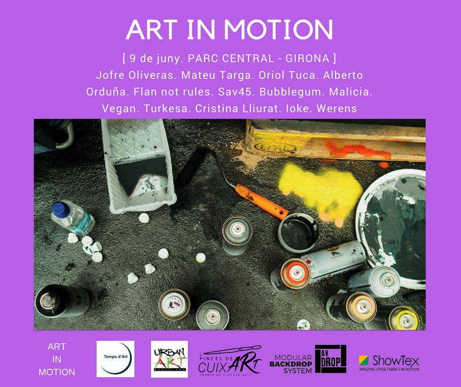 T'esperem dissabte a #Girona ! #ArtinMotion #UrbanArt Amb actuació final de Alberto de Blobs &amp; Animal Ridens #StreetArt #Art #Tempsdart + info: urbanart.barcelona/art-in-motion-…