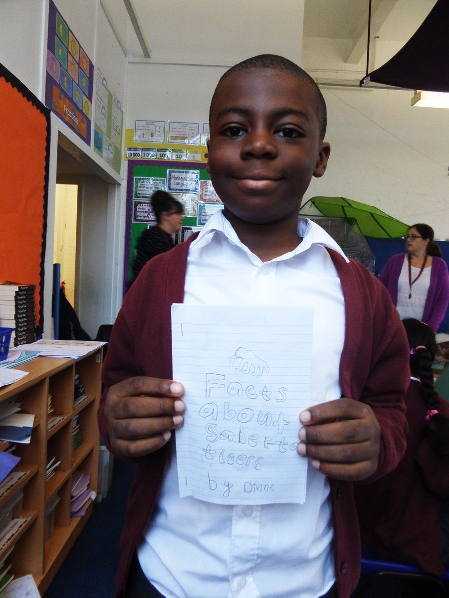 St_JamesYear3's tweet image. Divine wrote a fantastic fact-file on the fearsome sabre-tooth tiger over half term! #3Norway #homeschoolproject