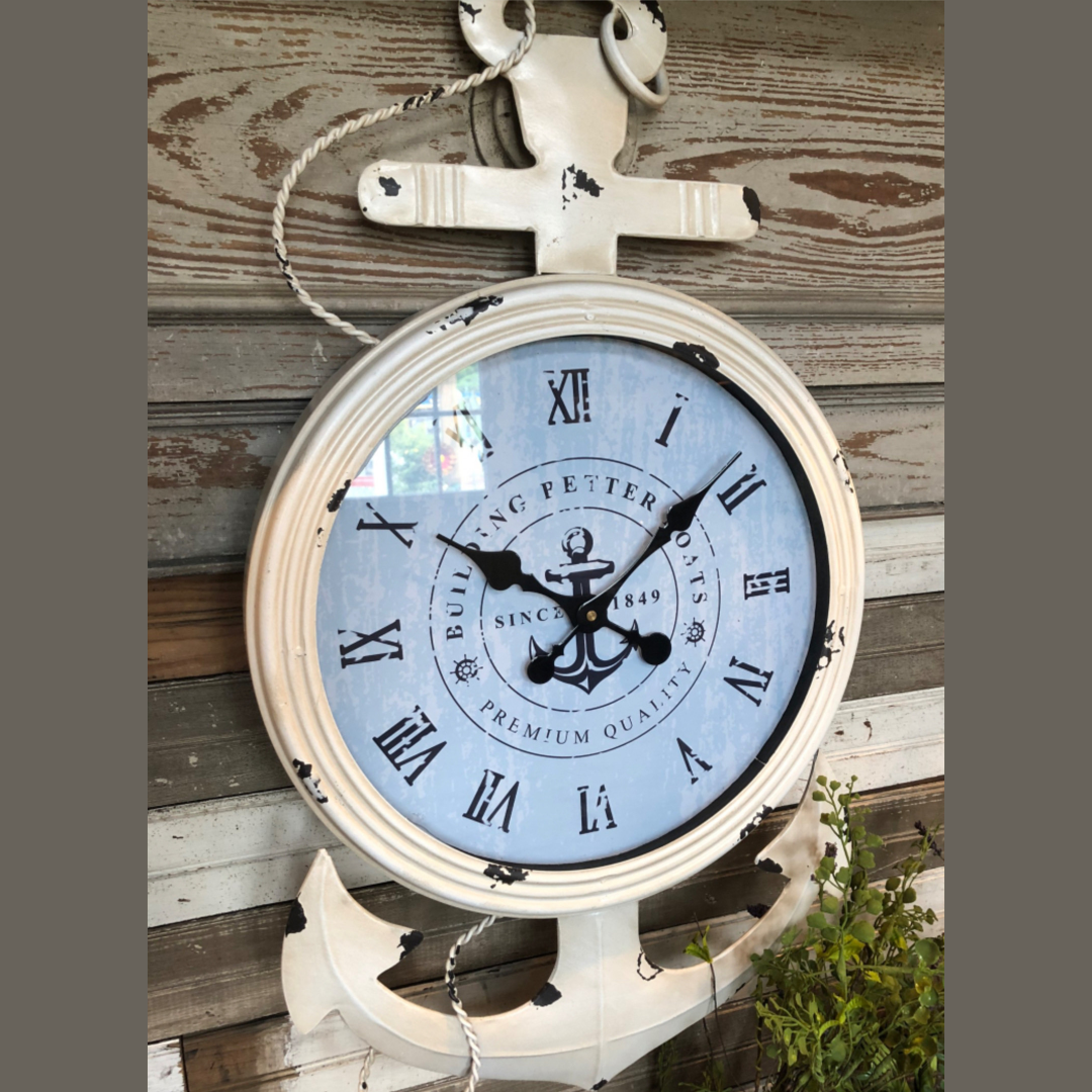 Don't lose track of time!
#myanchor #giftideas #anchorwallclock #nauticalgifts #weatheredfinish #office #boat #den #weatheredanchor #keyholehanger
