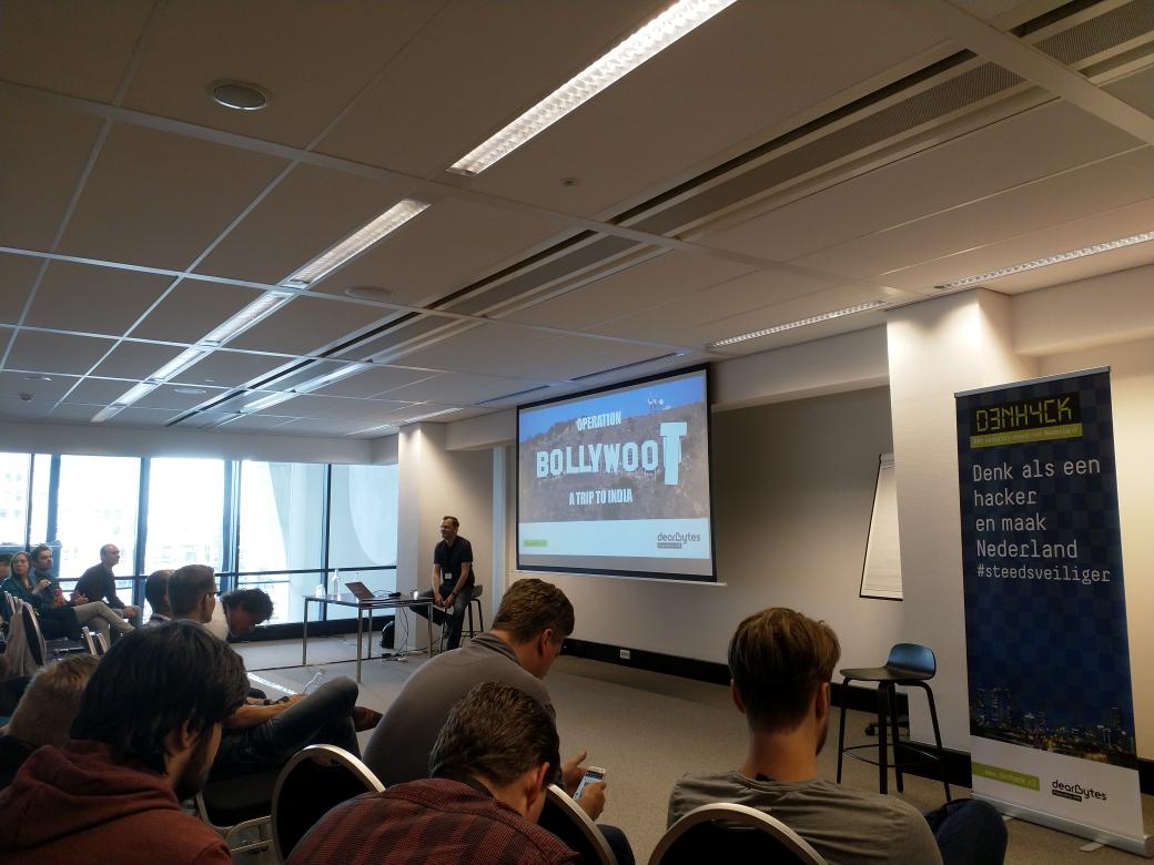 mboelen's tweet photo. One of the last slots of the day: @Bartr00s about finding a criminal call center in India #denhack2018 https://t.co/d1TcBjkBXP