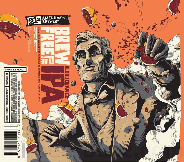Buteras_Pizza's tweet photo. #OnTap Brew Free! or Die IPA (Blood Orange) by @21stAmendment, an #IPA - American, 7% ABV, 70 IBU - San Francisco, CA
Brew Free! Or Die IPA brewed with blood oranges
. . .
#21stAmendmentBrewery #BrewFree #21stAmendment #21A https://t.co/e6YPkOC7XO