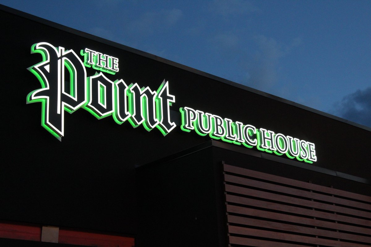 UniSignGroup's tweet image. If you haven't been to the Point, you've been missing out! Fantastic pub with an unbelievable sign package. Green halo lit channel letters &amp;amp; an old school beer sign with classic neon and LED push through acrylic. Check them out! @pointpubyyc #ThePoint #yycpubs #yycsigns #led