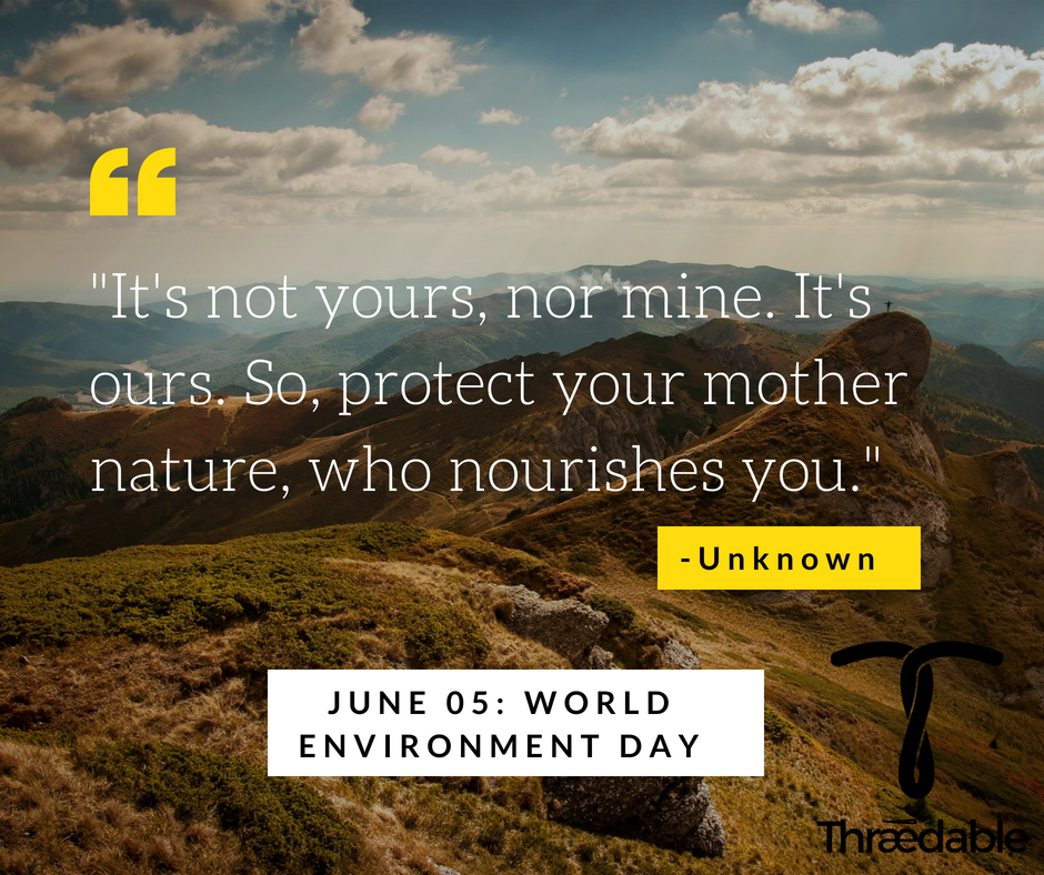 Thraedable's tweet photo. It’s #WorldEnvironmentDay2018! We are proud to say that all our t-shirts and tote-bags are environmentally friendly, produced sustainably with 100% organic cotton and oil-based ink! Get a special 10% off any Thraedable item with promo code: SaveTheEnvironment https://t.co/JZD5GMLhEU