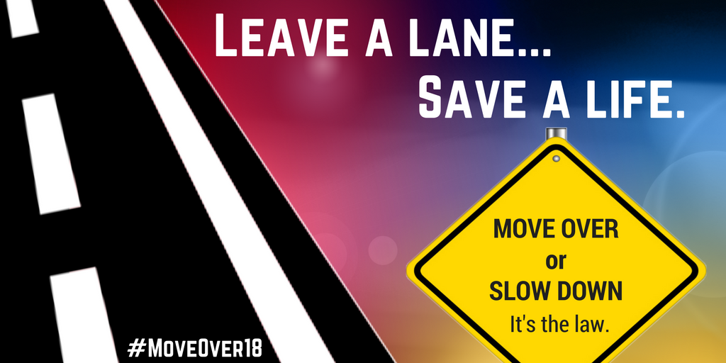 June is “Move Over Awareness Month” in Virginia! 

If you see red, blue or amber flashing lights along the roadside, please remember to #LeaveALane... It could save a life. #MoveOver18