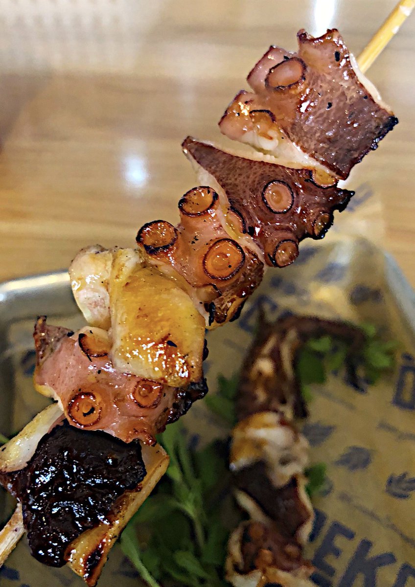GrekoStreetFood's tweet photo. Grilled #octopus topped with olive oil, lemon &amp; herbs on a skewer. #Souvlaki #MeatOnAStick #GreekStreetFood https://t.co/gu8SCcNLMR