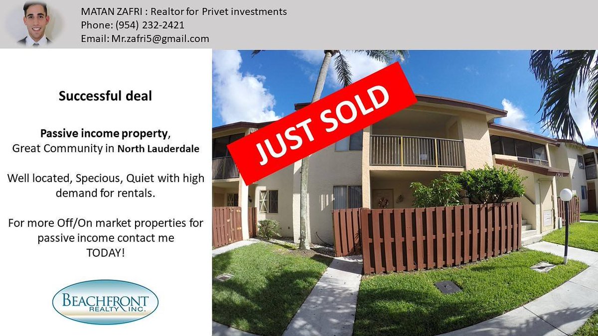 Mrzafri5's tweet photo. #PassiveIncome #Opportunities - Sold with a 9% Cap (rent only).
Would you like one?
PM for more information.
ืืืืื ืืืืช ืืืฉืงืขื ืคืืกืืืืช - ืื ืืก ื ืืืจ ืืฆื ืชืฉืืื 9% (ืืฉืืืจืืช ืืืื). #justsold #forsale #OffMarket #Financial #FinancialFreedom #florida #FL #highcaprate #BrowardCounty https://t.co/0glsUCTItH