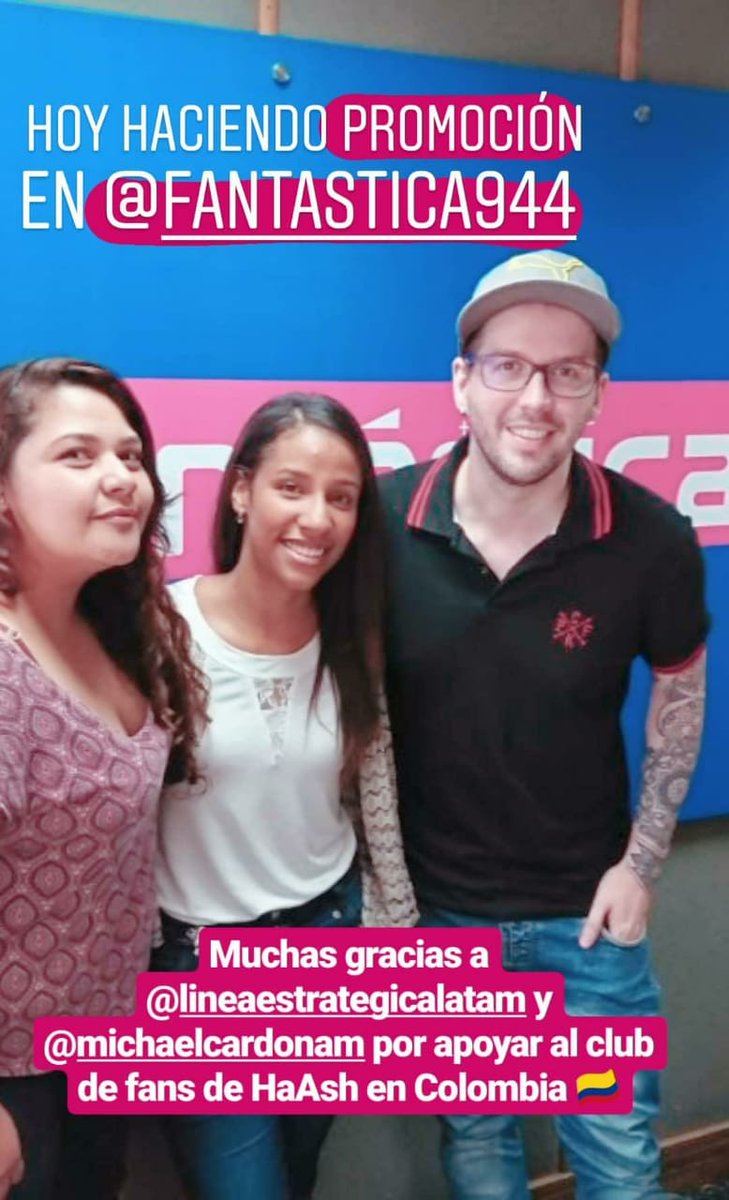haashfanbase's tweet photo. Gracias a @Fantastica944 y @lineaestrategic  por permitirnos hacer parte de este gran evento en Medellín. Hoy estuvimos en cabina hablando sobre #HaAsh y su visita a COLOMBIA. 15 de Junio en el @TMETROPOLITANO .
BOLETAS EN: https://t.co/9n1Xj0AfYl #FelizMartes https://t.co/dfvMoNMZxn