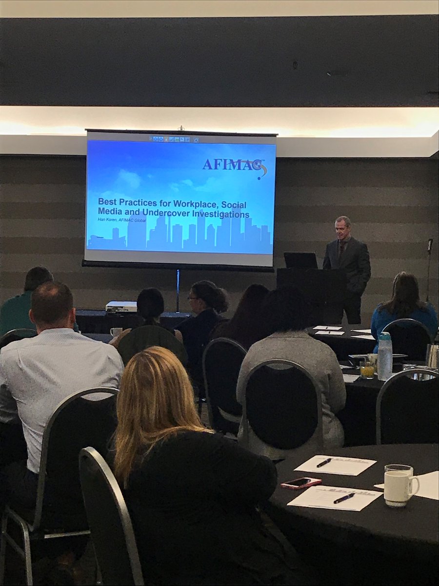 AFIMACGlobal's tweet photo. President @hankoren is kicking off our morning at the Annual #HR &amp; #Security Forum in #Calgary speaking about #Workplace, #SocialMedia and #UndercoverInvestigations. https://t.co/7tqFxXvyhc