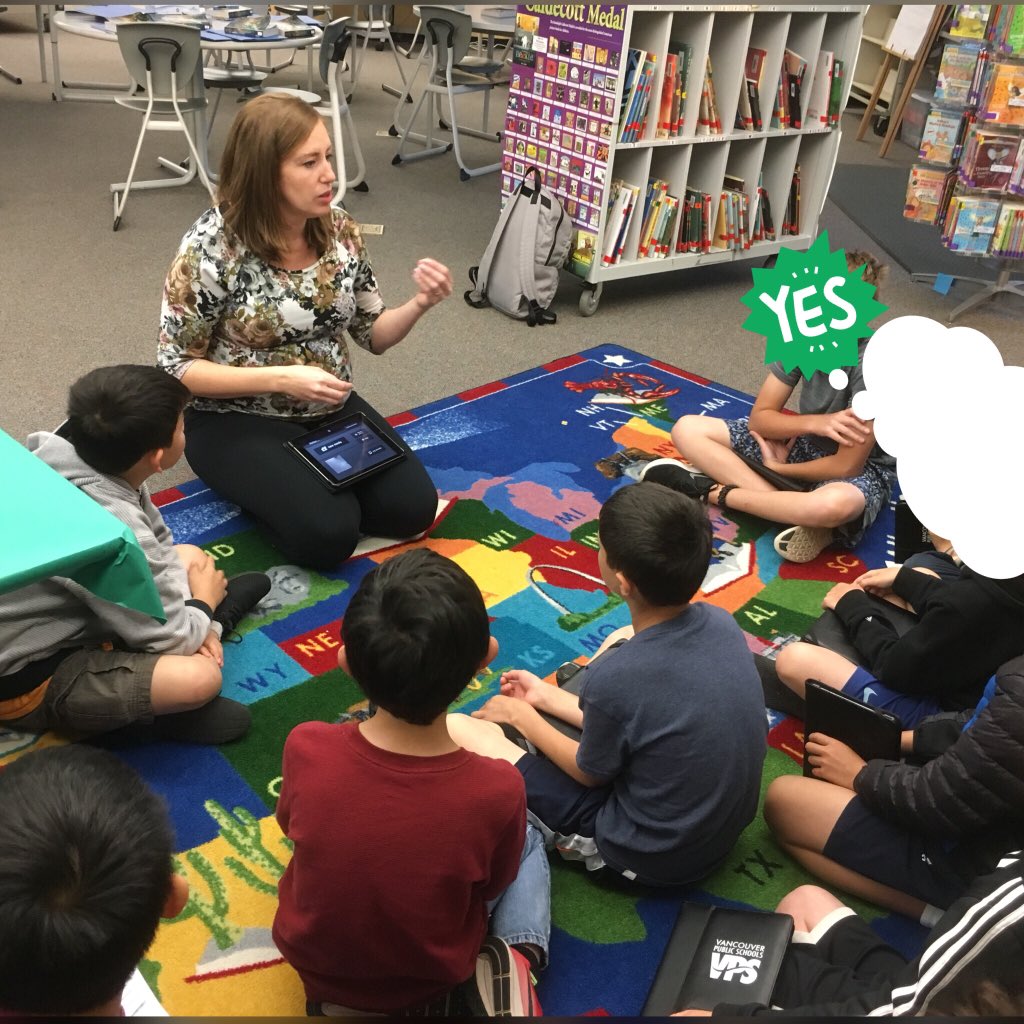 K_Dunfield's tweet photo. Fourth Graders at Franklin working with @Mrs_Grif @WayneITF to plan their Percy Jackson projects using #imotion @DoInkTweets #greenscreen @birdbraintech #hummingbird kits #weLearnVPS @vpsitf https://t.co/t6wh4N2akj