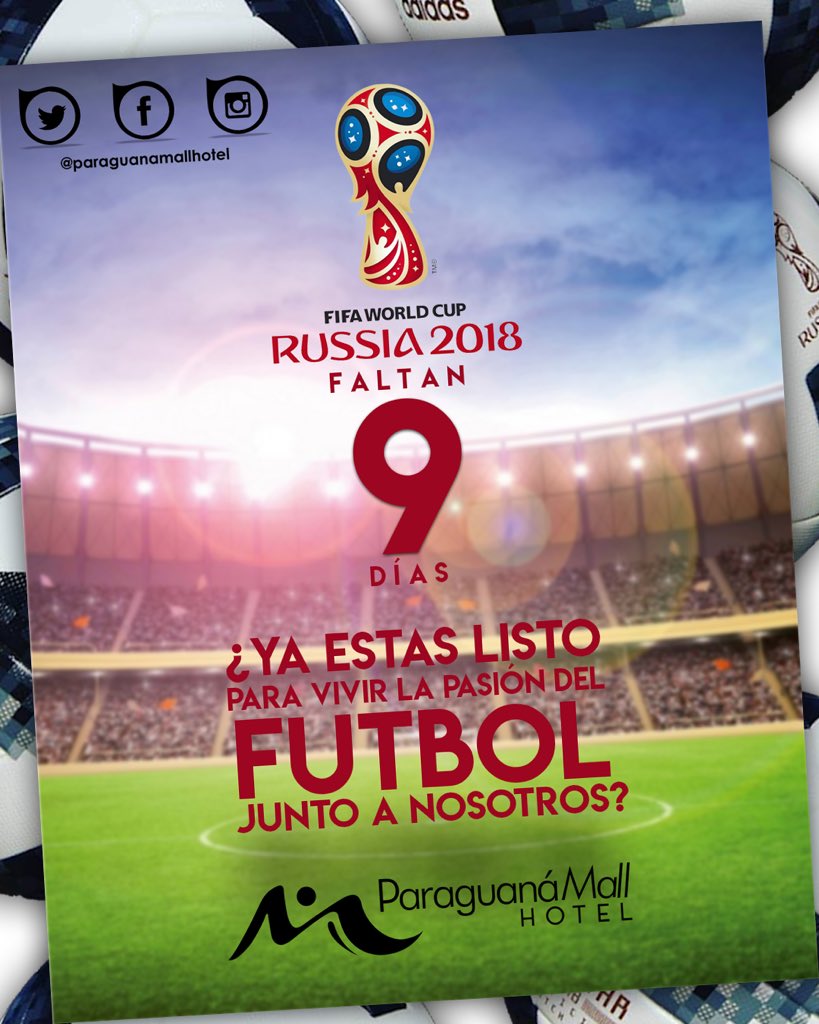 #fifaworldcup2018#MundialRusia2018 Visítanos y vive la pasión del FÚTBOL en vivo y directo junto a la gran familia de 🔸PARAGUANÁ MALL HOTEL🔸

⚽️DISFRUTA ENTRE AMIGOS DE LA MEJOR TEMPORADA⚽️ con la mejor atención y los mejores cócteles de toda la ciudad 🍹⚽️