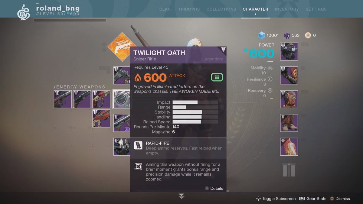 PxPorcupine's tweet photo. Some interesting shots from #Destiny2 #DLC #Forsaken trailer, snipers are now usable as Energy weapons, there is a new Exotic Sword + Rocket Launcher (#TwinRabbit), Power Level increases to 600, oh and #RandomRolls is coming back, yep. https://t.co/7Wz46fnuT6