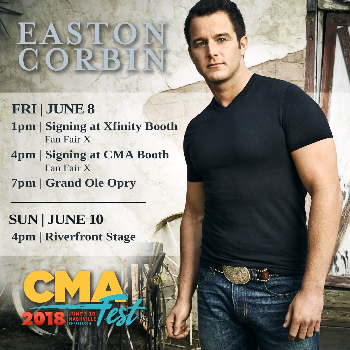 eastoncorbin's tweet photo. There's nothing else like #CMAfest. Can't wait to see y'all in Nashville this week! https://t.co/7wok3w3Osb