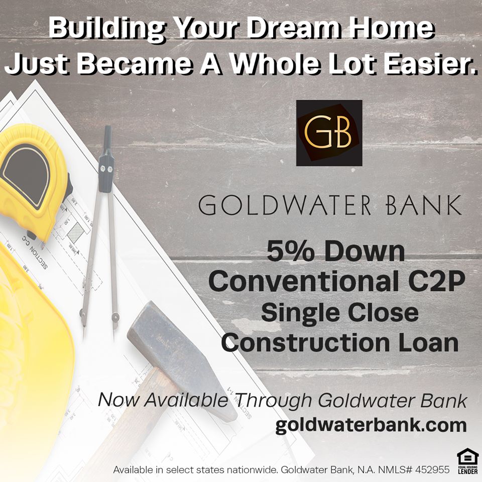 Announcing our NEW 5% Down Conventional Construction-to-Perm (C2P) Single Close loan program! #ConstructionLoan #BuildYourDreamHome #SingleClose #LowDownPayment #Construction
Click HERE to find out more: goldwaterbank.com/conventional-c…