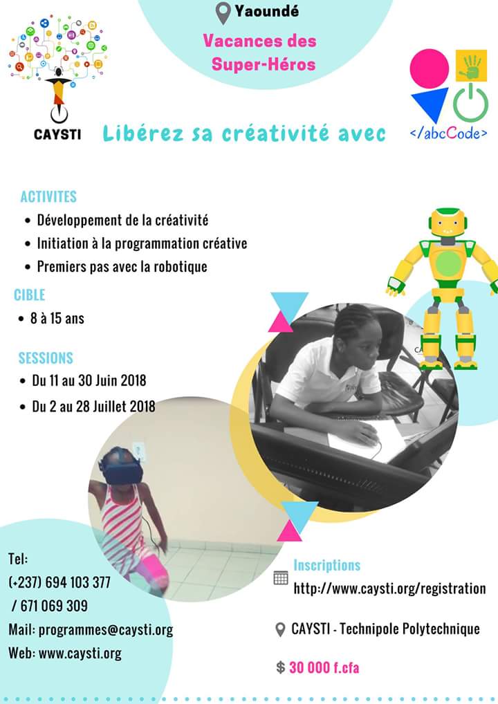 arielleKitio's tweet image. La session des Vacances des Super-Héros est ouverte à CAYSTI 💪✌️. Les capes de leurs couleurs les attendent dès le lundi 11 Juin. #abcCode en insclusivité. Les Inscriptions se passent sur caysti.org/registration.