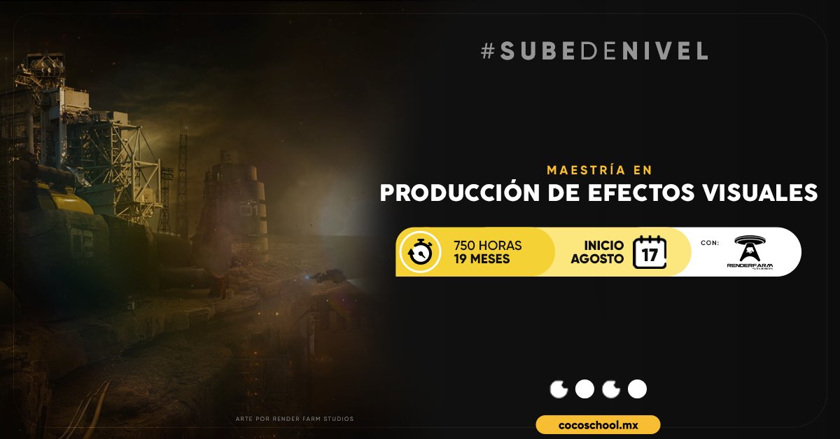 Ya es posible dominar el mundo de los efectos visuales de mano de <a href="/RenderFarmStudi/">Render Farm Studios</a>, ven a estudiar la Maestría de Producción de Efectos Visuales con nosotros y #SubeDeNivel: bit.ly/CocoVFX