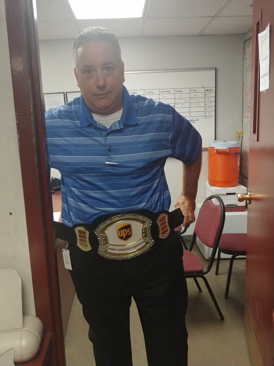UPSphoenix's tweet photo. Big day for Camelback center.
Telematics Champions 3 month's in a row. @MPZakely presented the belt to Michelle or champ of the month and C.M @bill_rigler HUGE shout out to @kthearnen for his competitive spirit, which has caught in our building. #UPStempe https://t.co/soiKWtcWFm