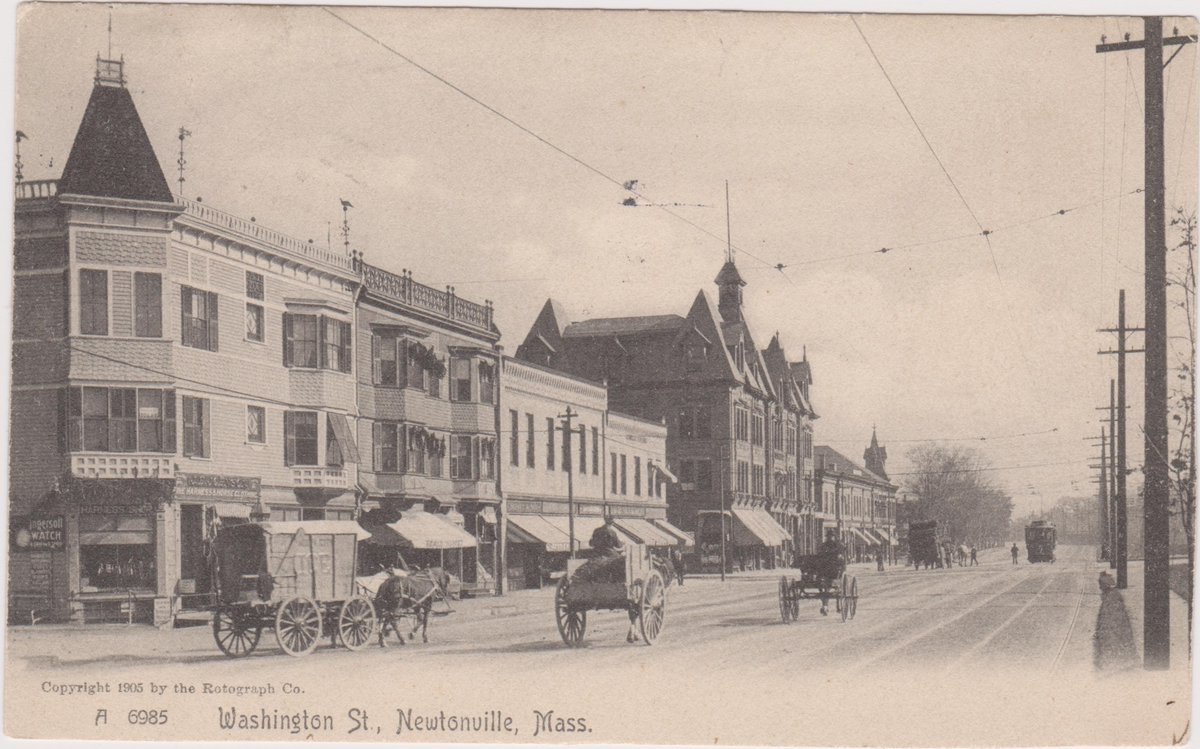 HistoricNewton's tweet photo. It's public design week for #HelloWashingtonStreet. These street views in #Newtonville show you 1905 and 1956. What do you want to see next? #NewtonMa #urbanplanning https://t.co/3MUPABfCZP https://t.co/5wTap5OhHj