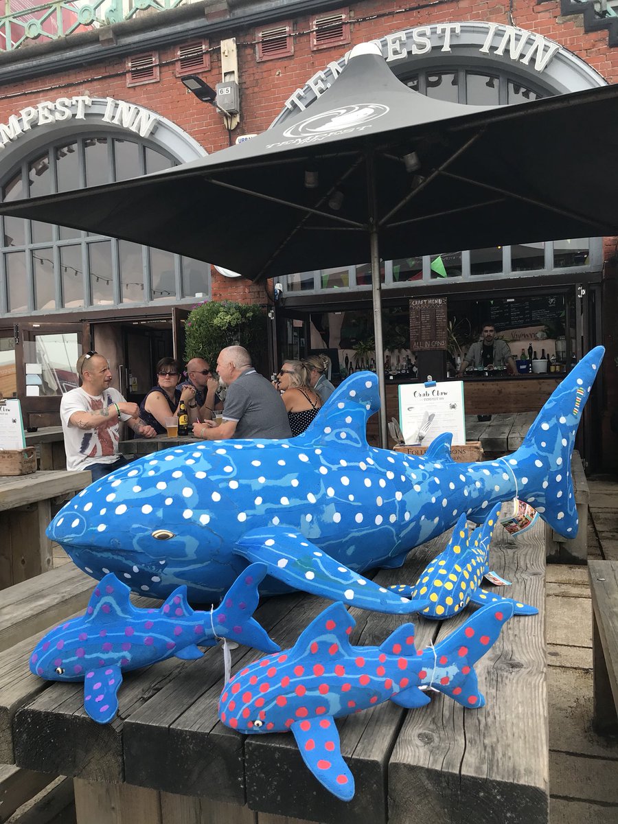 OceanSoleUK's tweet photo. @whaleshark01 thank you so much for all you have done and continue to do for Whale Sharks. Your friend Bec Andrews @TempestInn commissioned an extra large whale shark made from flip flops and told us all about you. We think you’re a modern day eco rock star. 💚💛❤️ https://t.co/1tyAuUpxH7