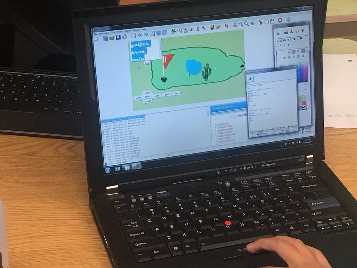 MLaPeareGEDSB's tweet image. Coding mini golf games in MicroWorlds Ex this morning. Students were proud to show off thier game variations. #codetolearn #CanCodes @GEDSB21C
