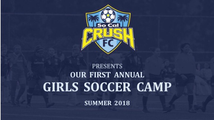 SoCalCrushFC's tweet photo. Register NOW for our first ever all girls soccer camp located at the wonderful @LACityParks John Ferraro Athletic Fields 💻✅

📆 June 18-21 
⌚️ 9am - 1pm
💵 $160
🖥 https://t.co/3d3yyM8ZKt https://t.co/u8DQzit7hb
