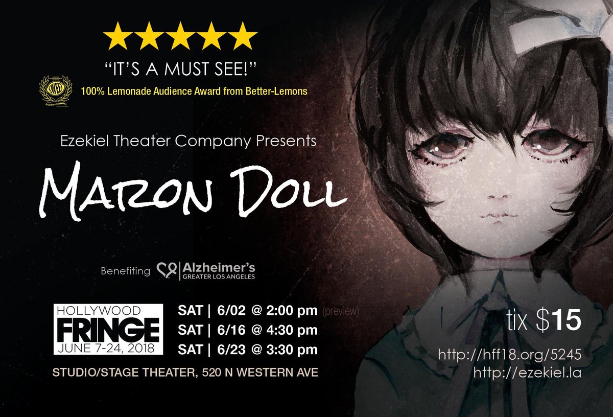Maron Doll: A heartbreaking story about a mother and a daughter and the ending moments of the play are absolutely harrowing. Please go check out this production @StudioStageLA! <a href="/ezekiel_company/">Soo Chyun</a> #hff18 #hollywoodfringe #LAthtr #femaleplaywrights <a href="/TheLAFPI/">the LAFPI</a>