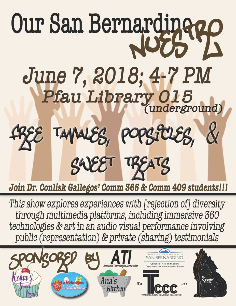 coyotecalling's tweet photo. “Our San Bernardino Nuestro,” a multi-media presentation about diversity, will be presented June 7 from 4-7 p.m. at the @CSUSBLibrary, room PL-015. #WeDefineTheFuture https://t.co/QBZJiomMJT https://t.co/klAlWL9nis