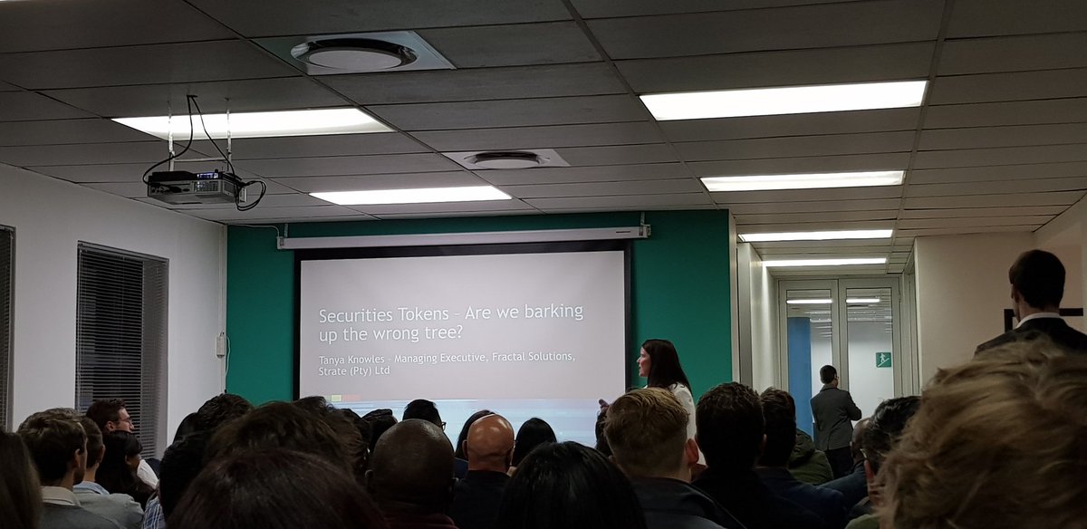 Blinktech_za's tweet photo. "Security tokens - are we barking up the wrong tree" presented by @TanyaKnowles at @BlockStarters launch event #BlockStarters #Blink #STOs https://t.co/gZbYb72MNC
