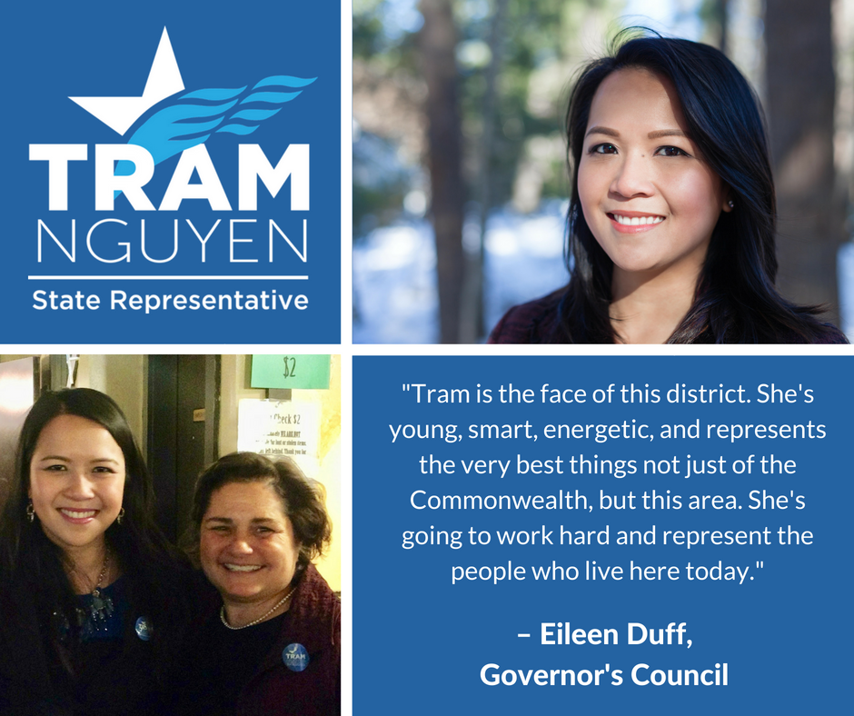 TeamTram's tweet photo. I am so thankful for everyone's constant encouragement and support of my campaign. I couldn't do this without all of you! Shoutout to @eileenduff who has been a great supporter of mine and good luck to her on her race too. #mapoli #teamtram #votetram https://t.co/h3IKA7uB1b