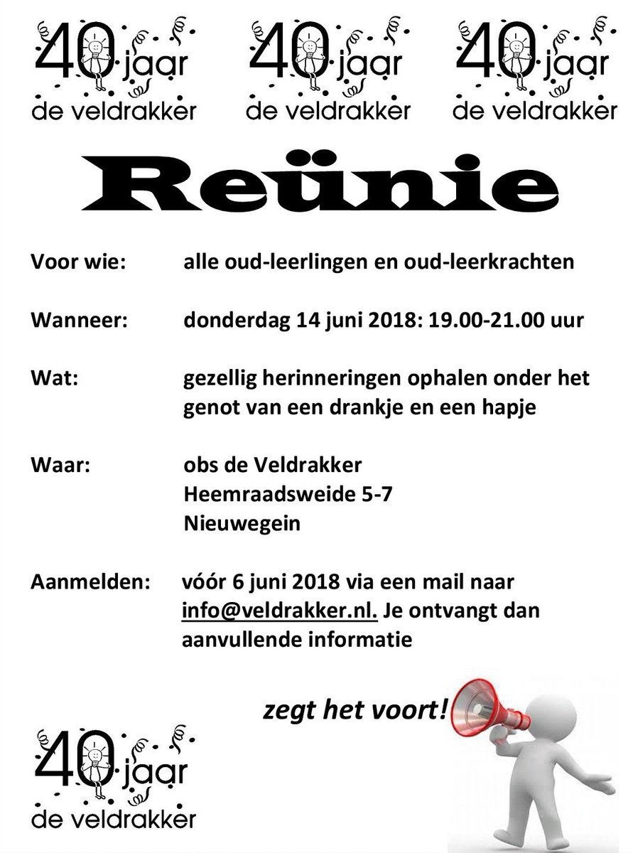 Hebben jullie het al gehoord? Reünie de Veldrakker op 14 juni! facebook.com/events/1744014…