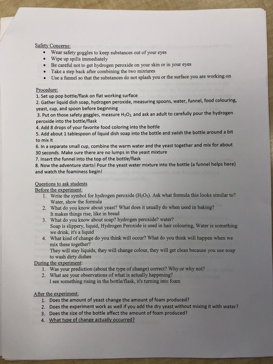 ACESC_OH's tweet image. Here’s the #LabProcedure for #ElephantToothpaste!