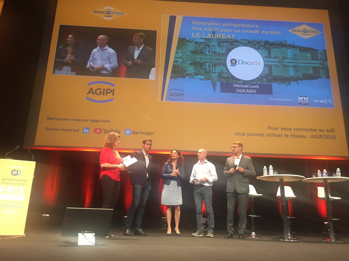 prixagipi's tweet photo. Bravo #docariv la #startup lauréate du @prixagipi pour un monde #durable à #lyon qui remporte ce soir 10 000€ ! https://t.co/2fxuT0xmAf