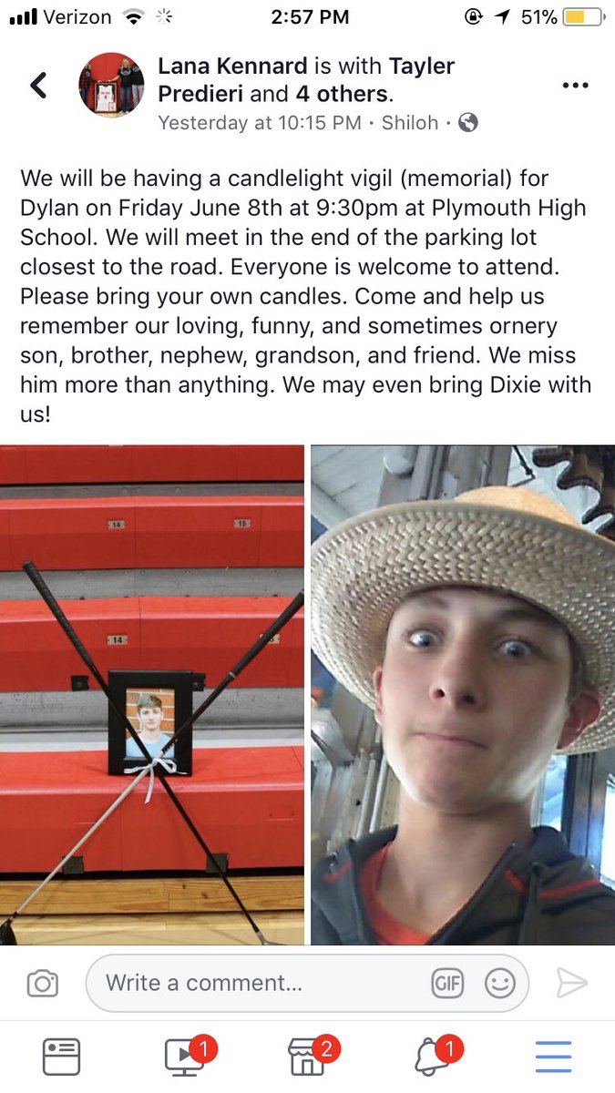BCreveling3's tweet photo. There is a candlelight vigil on June 8th for Dylan Patton. Dylan was a wild, funny, and spontaneous guy who always had a smile that would light up a room like stars.Bring your own candle at 9:30 to Plymouth HS.Everyone from surrounding schools is welcome to attend! #4Patty❤️ https://t.co/vM5JK4Mu6O
