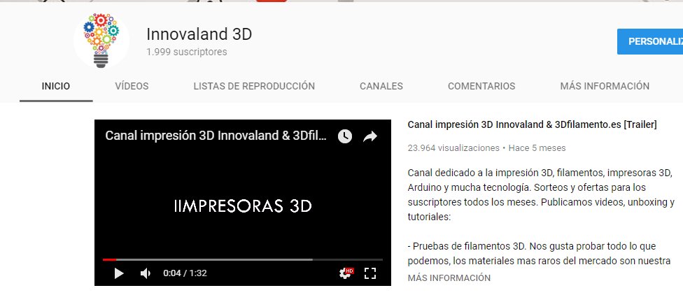 innovaland3d's tweet photo. ¡Estamos a 1 suscriptor de llegar a los 2.000 seguidores en @YouTube! Muchísimas gracias a tod@s por seguirnos. Si todavía no sigues nuestros videos, pincha aquí 👉https://t.co/MSnphBdDbk ¿Quien sera el suscriptor numero 2.000? 😀 #innovaland #3dfilamento https://t.co/yB6hnnWRb2