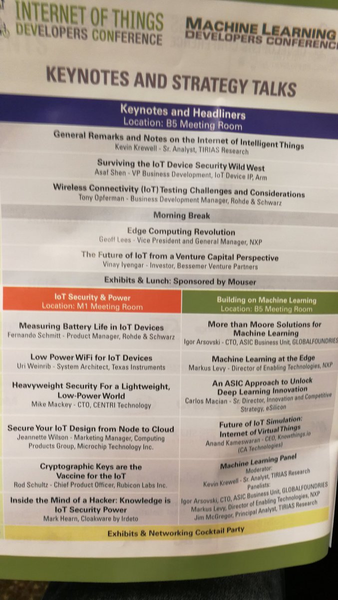 TekStrategist's tweet image. Great presentations from @NXP on edge computing and @bessemerventure on the future of IoT at #IoTDevCon #MLDevCon